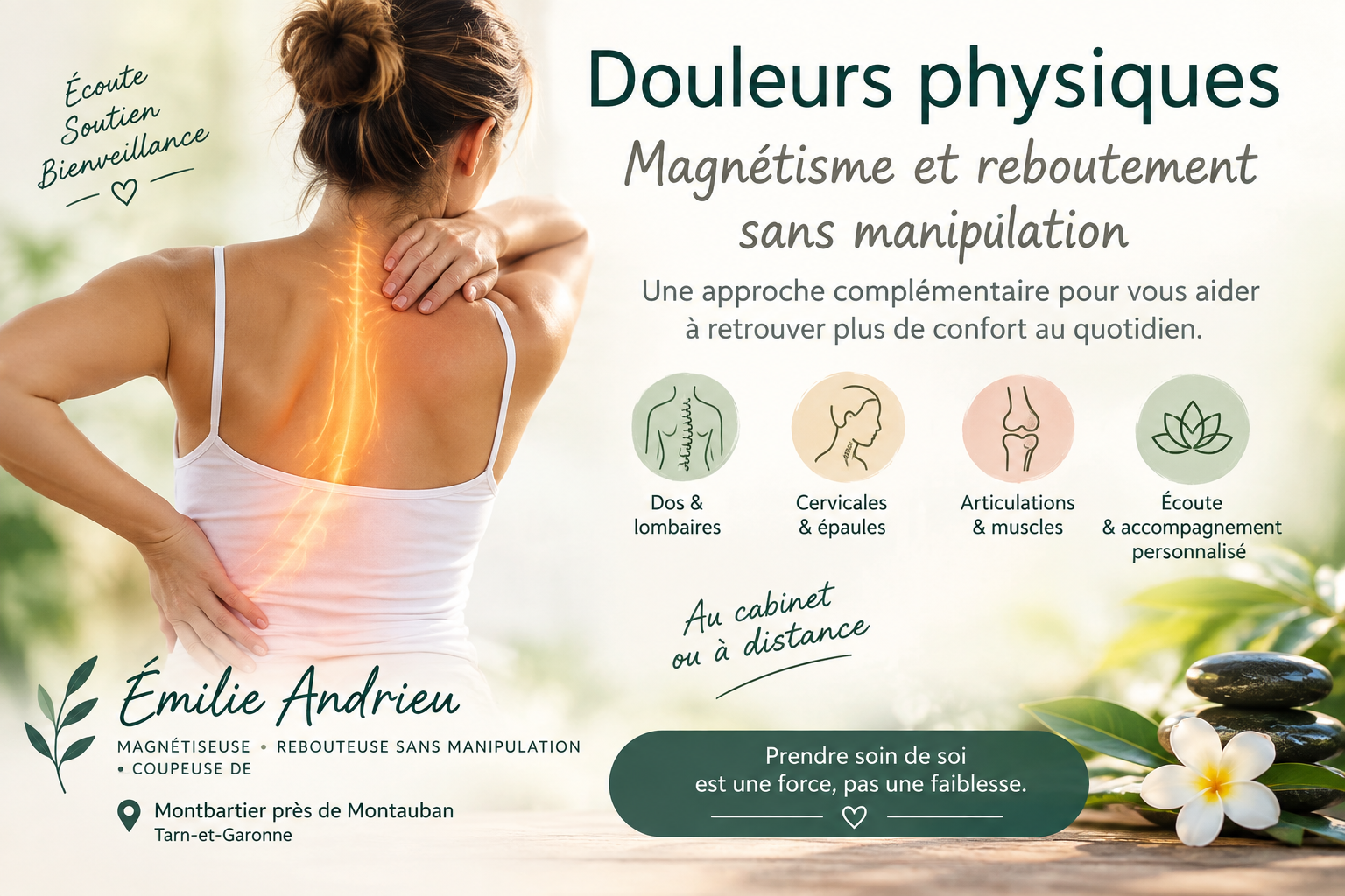 Douleurs physiques : une approche complémentaire par le magnétisme et le reboutement sans manipulation